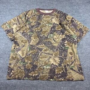 Vintage Real Tree Shirt Men's 2XL Camo All Over Print Brown Green Hunting Tee